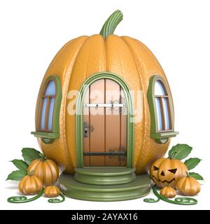 Halloween pumpkin house 3D Stock Photo