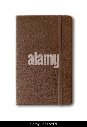 Dark Leather closed notebook isolated on white Stock Photo