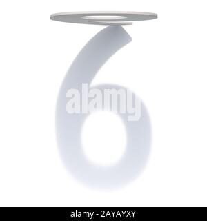 Vertical drop shadow number 6 SIX 3D render illustration isolated on ...