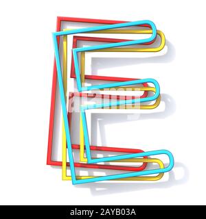 Three basic color wire font Letter E 3D Stock Photo