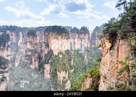 Zhangjiajie Forest Park. Pillar mountains rising from the canyon. Wulingyuan, China Stock Photo