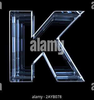 Transparent x-ray letter K. 3D Stock Photo