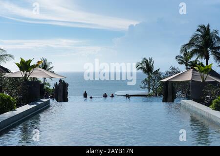 beach infinity pool Stock Photo
