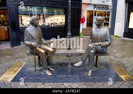 Oscar Wilde statue in Shop Street. Galway is a host to Oscar Wilde Festival Stock Photo