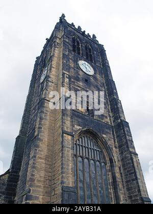 the tower and clock of halifax minster a medieval church in west yorkshire Stock Photo