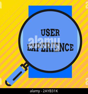 Handwriting text writing User Experience. Concept meaning using website especially in terms how pleasing it is to use Round magn Stock Photo