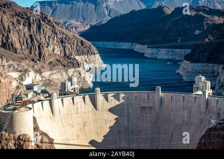 hoover dam on lake mead in nevada and arizona stateline Stock Photo