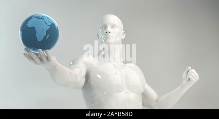 Man Holding Globe Stock Photo