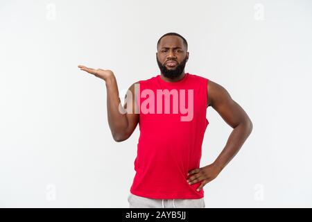 Young sport african american man unhappy and frustrated with something. Stock Photo