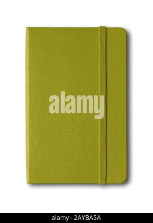 Olive green closed notebook isolated on white Stock Photo