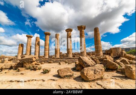 Temple of Heracles in the Valley of the Temples, Agrigento, Sicily, Italy Stock Photo