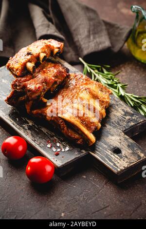 Roasted barbecue pork ribs Stock Photo