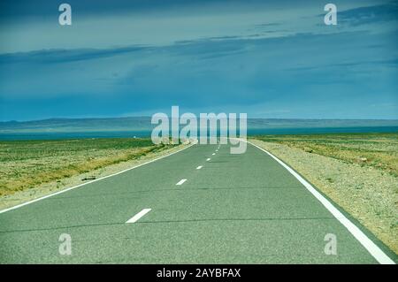 Road in Gobi Desert Stock Photo