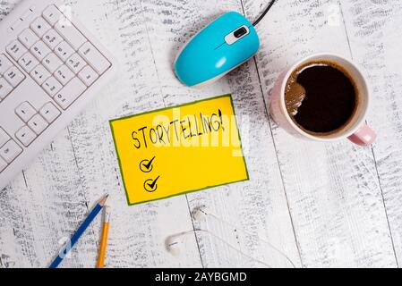 Word writing text Storytelling. Business concept for activity writing stories for publishing them to public. Stock Photo