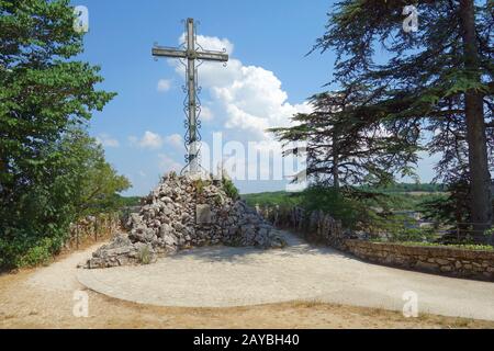 Summit cross of Rocadamour Lot in France Stock Photo