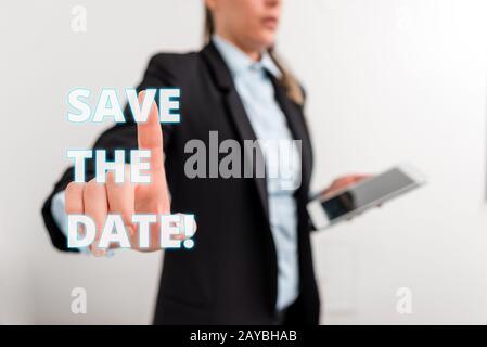 Conceptual hand writing showing Save The Date. Business photo text Organizing events well make day special event organizers Digi Stock Photo