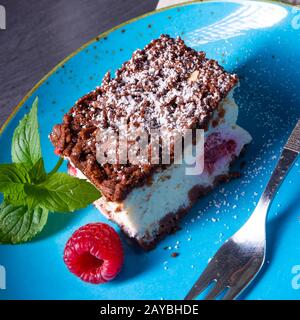 cheesecake with raspberries mascarpone and chocolate Stock Photo