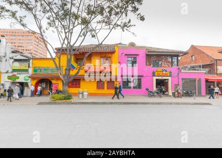 Bogota city colorful houses in Usaquen district Stock Photo