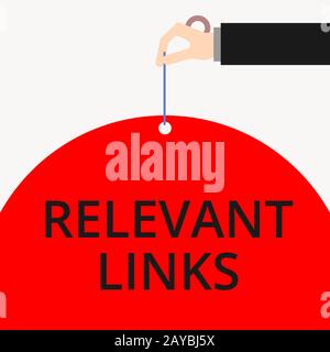 Word writing text Relevant Links. Business concept for Significant sites for a particular topic Associated Male hand arm needle Stock Photo