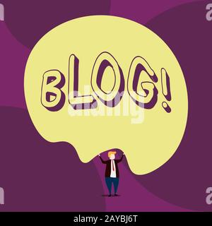 Writing note showing Blog. Business photo showcasing regularly updated website web page run by individual or group Front view Ma Stock Photo