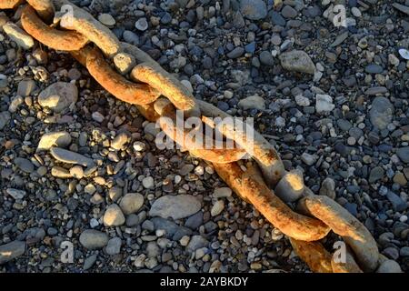 Rusty anchor chain Stock Photo