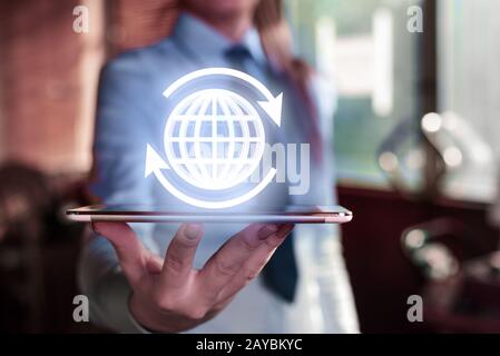 Global network connection. World Technology map point and line composition concept of global business Stock Photo