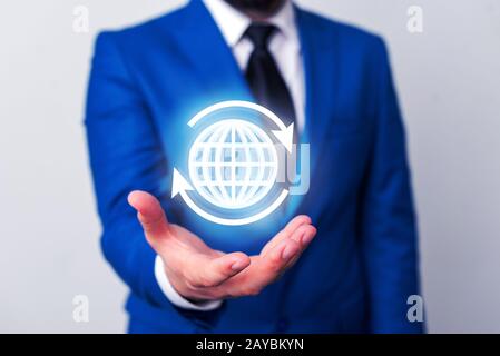 Map point, network connection, international meaning, cloud media network interface concept, copy space. Technology digital spac Stock Photo