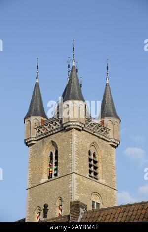 historical bell tower from 1396, Sluis, Zeeland, Netherlands Stock Photo