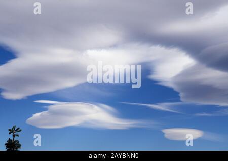 Clouds above the Rocky Mountain foothills west of Boulder, CO. Stock Photo