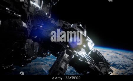 Highly Detailed Huge Spaceship Stock Photo