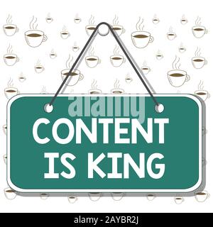 Writing note showing Content Is King. Business photo showcasing believe that content is central to the success of a website Memo Stock Photo