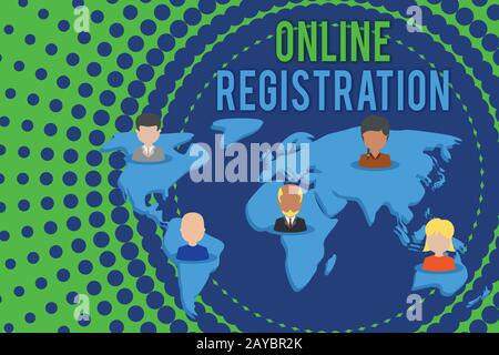 Word writing text Online Registration. Business concept for System for subscribing or registering via the Internet Connection mu Stock Photo