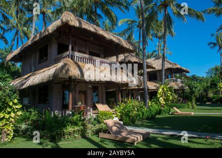 Coral View Villas Hotel situated in Lipah bay, Amed, East Bali, Indonesia. Stock Photo