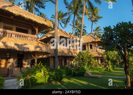 Coral View Villas Hotel situated in Lipah bay, Amed, East Bali, Indonesia. Stock Photo