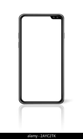 Smartphone mockup with blank white screen on a white background. 3D ...