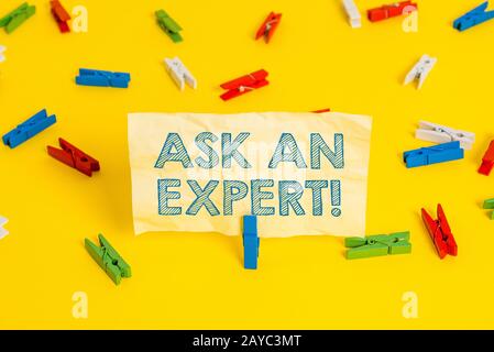 Writing note showing Ask An Expert. Business photo showcasing confirmation that have read understand and agree with guidelines C Stock Photo
