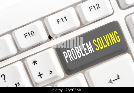 Writing note showing Problem Solving. Business photo showcasing process of finding solutions to difficult or complex issues Whit Stock Photo