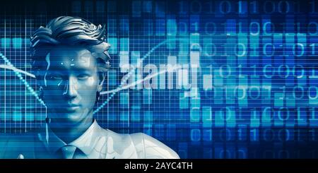 Asian Business Man Using Data Analytics Technology Stock Photo