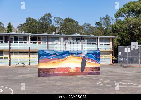 Australian high school with classroom block and outdoor sports area,Sydney,Australia Stock Photo