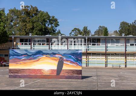 Australian public high school classroom buildings and outdoor sports area , Sydney,Australia Stock Photo