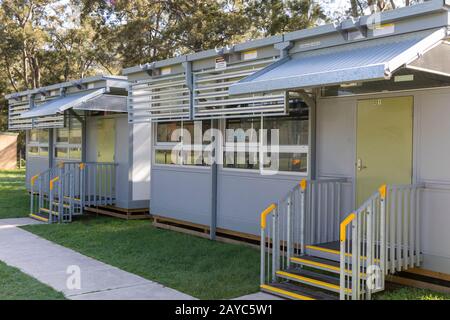 Sydney,demountable classrooms at a high school in Sydney,New South Wales,Australia, demountables provide additional teaching spaces at schools Stock Photo