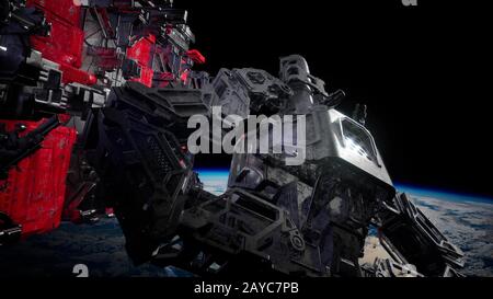 Highly Detailed Huge Spaceship Stock Photo