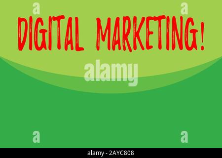 Writing note showing Digital Marketing. Business photo showcasing market products or services using technologies on Internet Abs Stock Photo