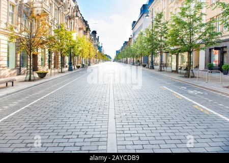 City street with empty road Stock Photo