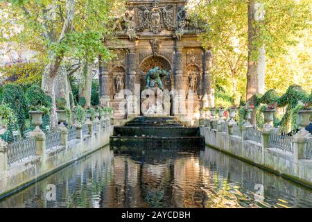 Fountain Medici in luxembourg garden in Paris Stock Photo