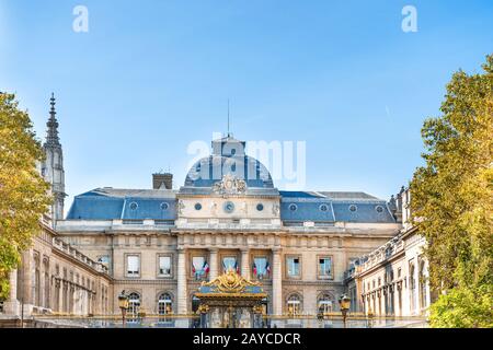 View of Palais de Justice building in Paris Stock Photo