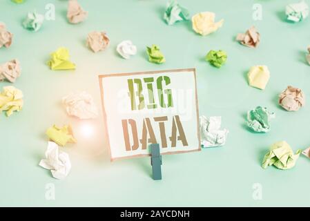 Word writing text Big Data. Business concept for sets that so complex that traditional software cant deal with them Colored crum Stock Photo
