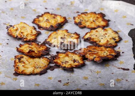 homemade Florentine biscuits on baking paper Stock Photo