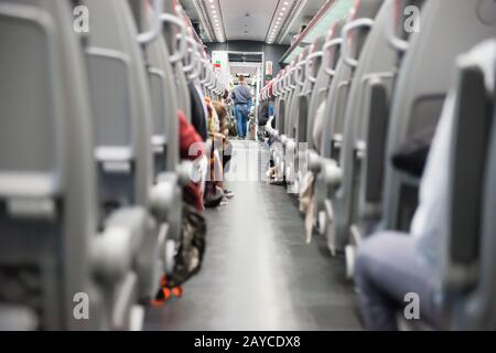 Seats in modern train Stock Photo