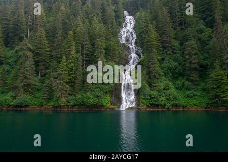 View of a waterfall in Red Bluff Bay on Baranof Island, Tongass National Forest, Alaska, USA. Stock Photo